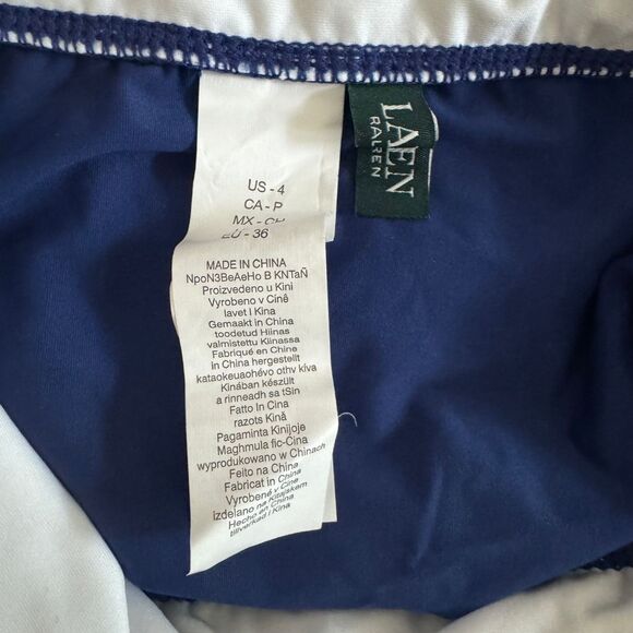 LAUREN RALPH LAUREN Bel Aire Bandeau Halter Bikini Top High-Waist Bottom Navy XS - Picture 8 of 9